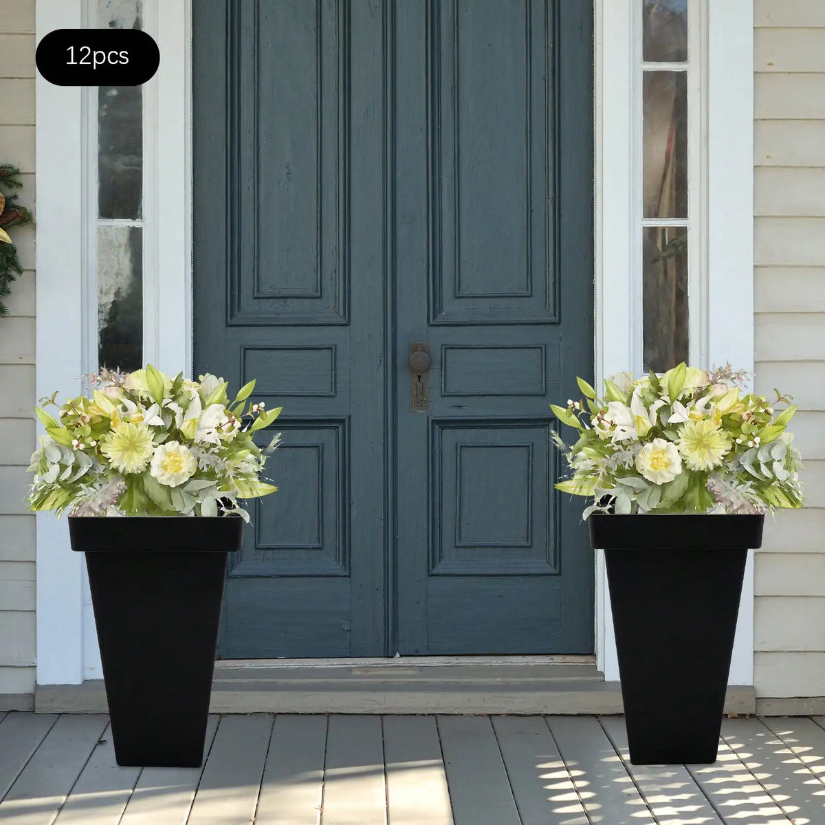 12Pcs Flower Buckets 13.4 Inch Modern Floral Bucket Plastic Flower Vases Floral Centerpiece For Table Home Wedding Party Decor