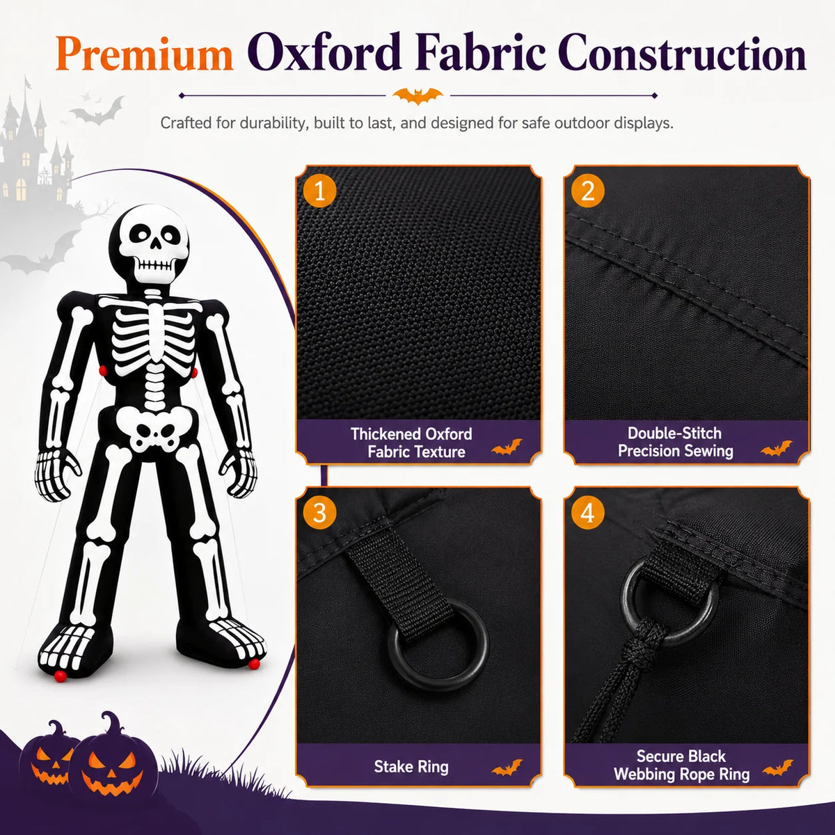 Giant 8m/26ft Inflatable Halloween Skeleton Man 3-Story High with Fan Oxford Cloth Skeleton Man Costume for Outdoor Halloween Decoration