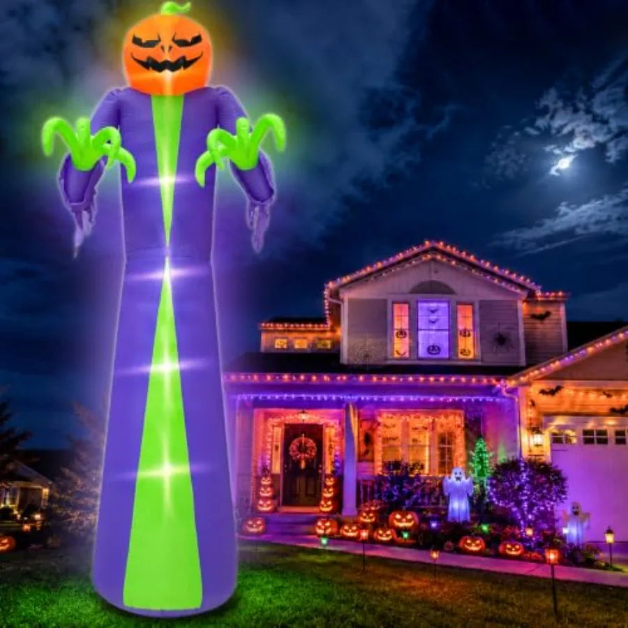 14 FT Giant Halloween Inflatable Pumpkin Outdoor Decorations: weather-resistant PVC, orange, quick-inflate with built-in fan, U