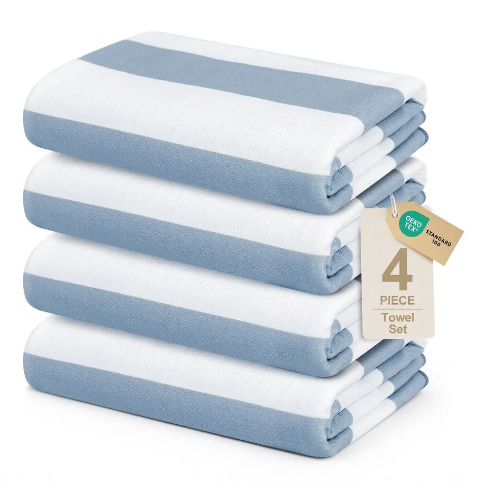 4 Pack Microfiber Beach Towels, 30 x 60 Inch Quick Dry Pool & Swim Bath Towels