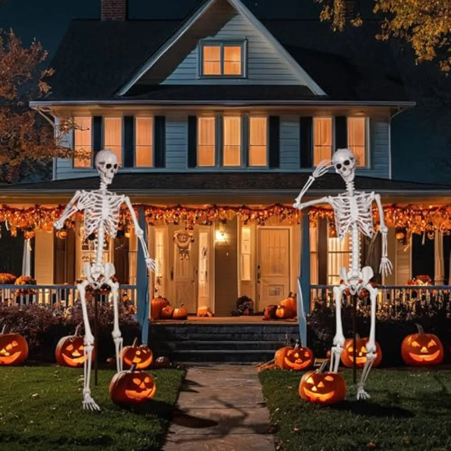 Halloween Giant Skeleton, Large Realistic Full Body Skeleton with Movable Joints for Halloween Party Haunted House Indoor Outdo