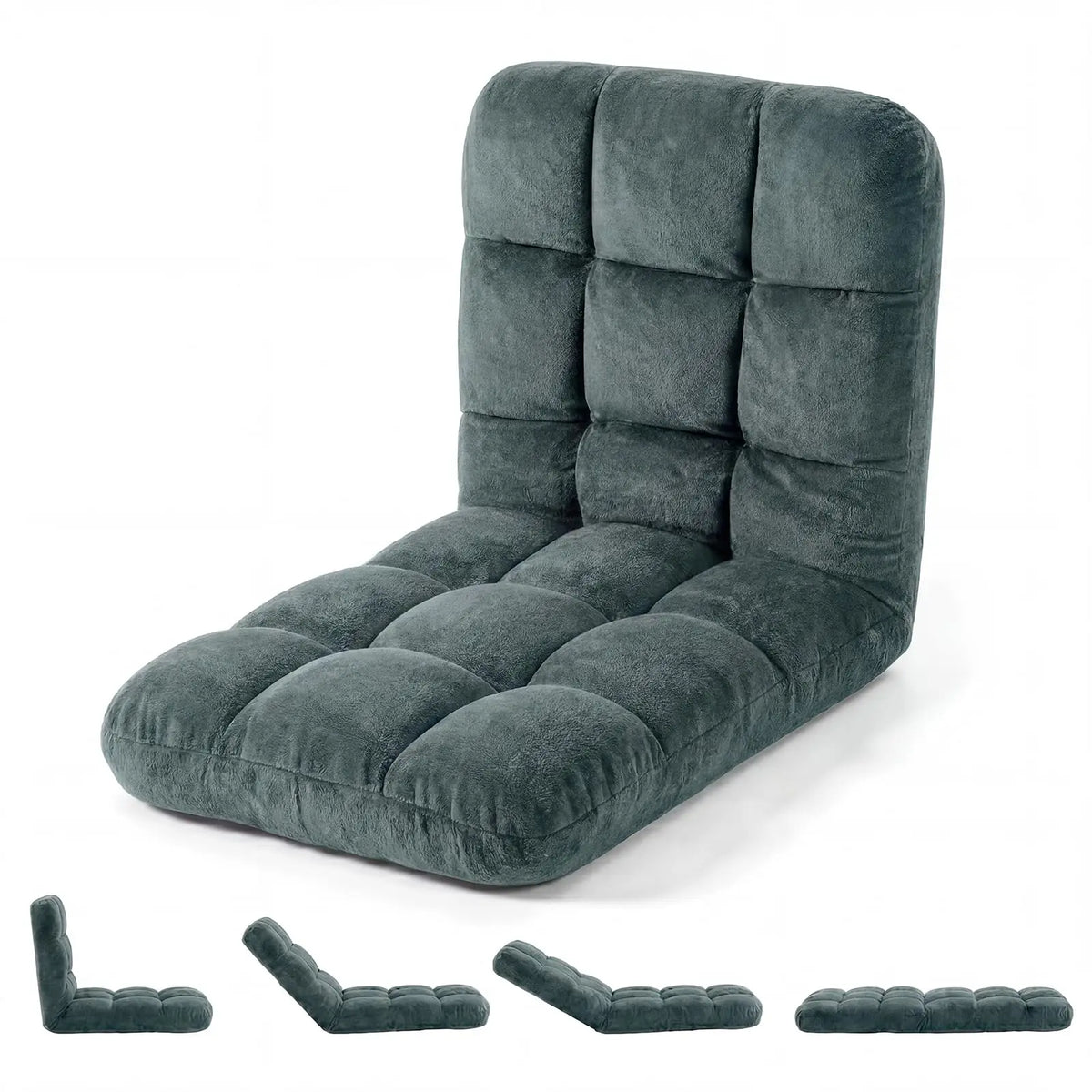 Adjustable Floor Chair With Back Support, 5-Position Foldable Gaming Lounge Chair, Padded Meditation Sofa For Indoor Living Room