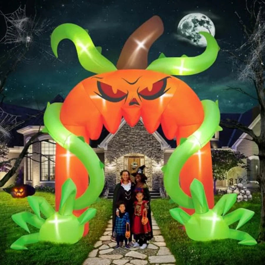 12FT Halloween Archway Inflatables, Giant Pumpkin Arch Inflatable Scary Halloween Outdoor Blow Up Decoration Halloween Pumpkin