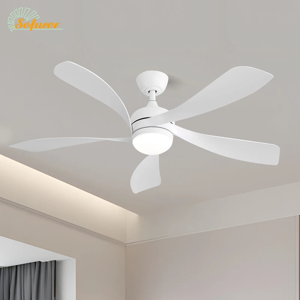 Sofucor 52-Inch 5 Blade Ceiling Fan With LED DC 6-Speed High Wind Speed With Remote Control for rooms