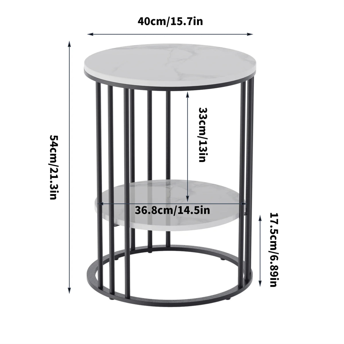 Wisfor Modern Round Sintered Stone End Table With Metal Frame