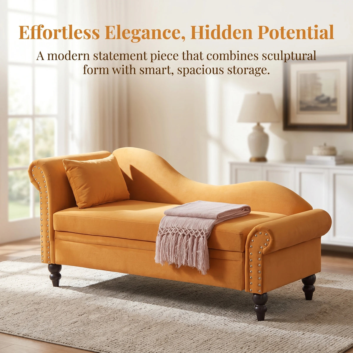 64.5-inch Modern Velvet Sofa With Storage Function Featuring a Left Armrest And Backrest Suitable For Living Room Bedroom and Office