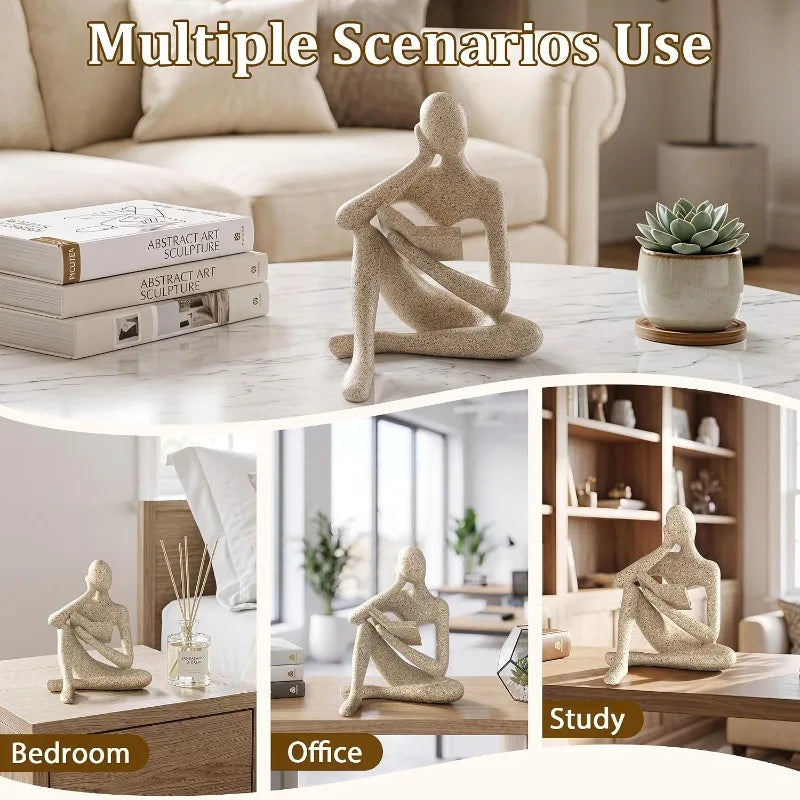 5.2 Inch Thinker Statue Bookshelf Decor, Large Resin Abstract Art Sculpture
