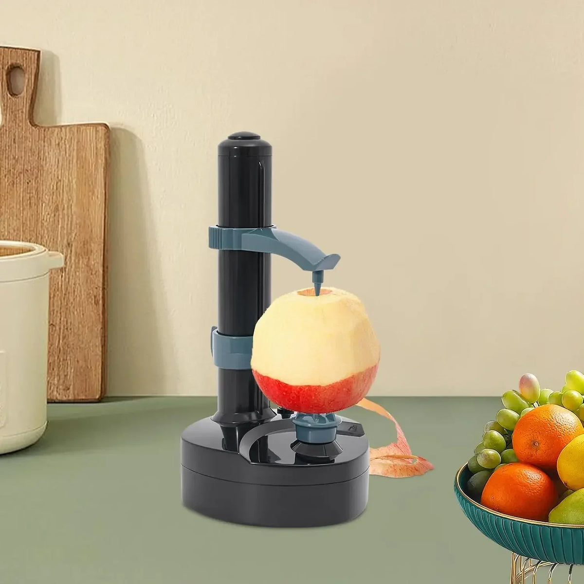 Electric Peeler Automatic Potato Apple Pear Peeler Smart Vegetable and Fruit Peeler Machine Stainless Steel Kitchen Peeling Tool Dual Power with 2 Replacement Blades and 1 Handy Thumb Knife