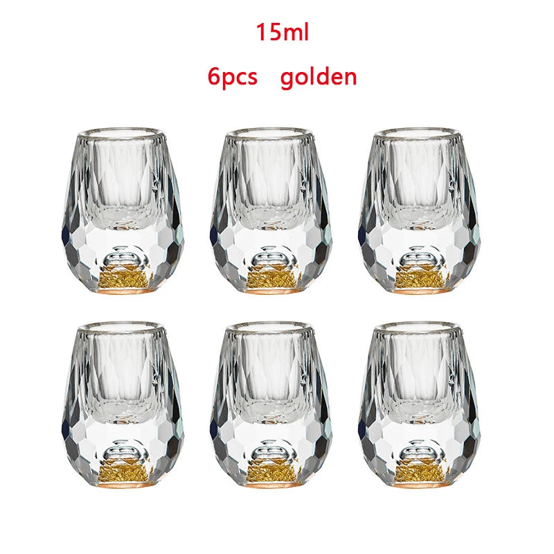 1/2/6Pcs 15ML Crystal Whiskey Glass With Gold‑Foil BPA‑Free Luxury Wine Tumbler For Decoration Collection Celebration Party Gift
