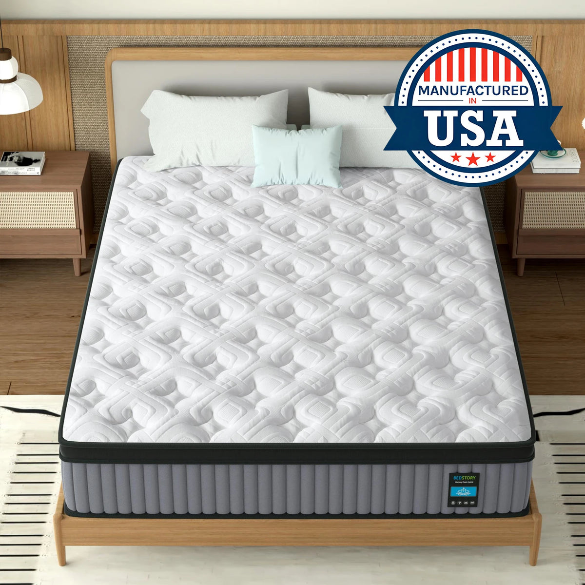 BedStory 14'' Luxury Hybrid Mattress - Twin/Full/King/Queen Size Mattress - Memory Foam & Innerspring, Manufactured in USA