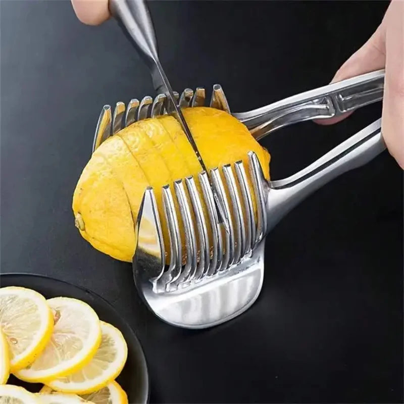 Multifunctional Lemon Slicer Clamp Aluminum Alloy Fruits Orange Tomato Onion Hand Clip Slicing Cutting Tool Kitchen Accessories