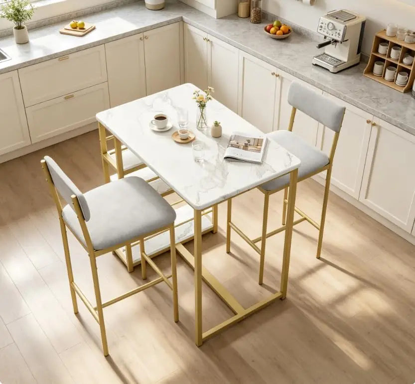 Garvee Dining Table Set 2 Chairs Modern Household Dining Room Furniture Stable Bar Table and Chairs Set for Apartment Home Dining Furniture