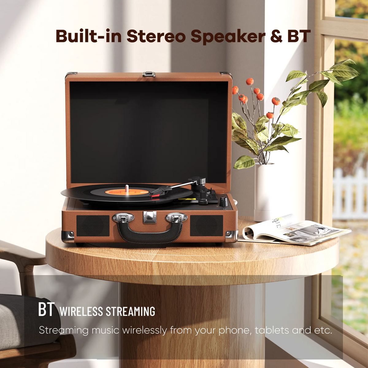 MAIO 3 Speed Vinyl Turntable Featuring Stereo Speakers