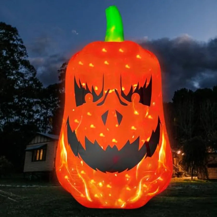 Halloween outdoor yard decoration, inflatable jack-o'-lantern pumpkin, orange PVC material, with flashing lights for indoor/out