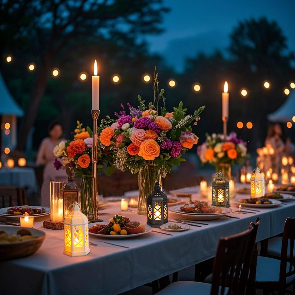 12pcs Set of LED Lantern Retro Atmosphere Decorative Lights, LED Small Candle Lanterns Christmas Table Center Decorations
