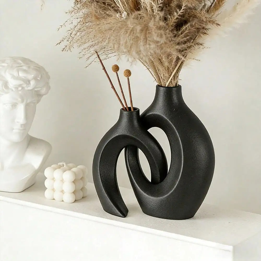 Premium Matte Texture Plastic Vase - Elegant Home Decor, Suitable For Fresh Cut Flowers / Dried Flowers, Plastic Material, Water-Resistant, Ideal For Living Room Decoration Vase, Office Decoration Dried Flower Vase, sh2601171