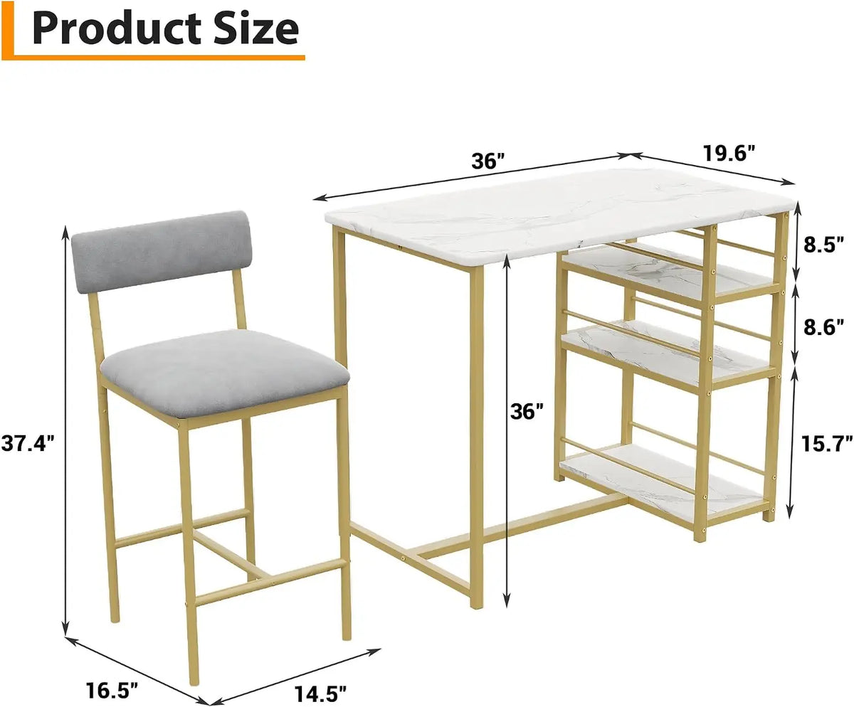 Garvee Dining Table Set 2 Chairs Modern Household Dining Room Furniture Stable Bar Table and Chairs Set for Apartment Home Dining Furniture