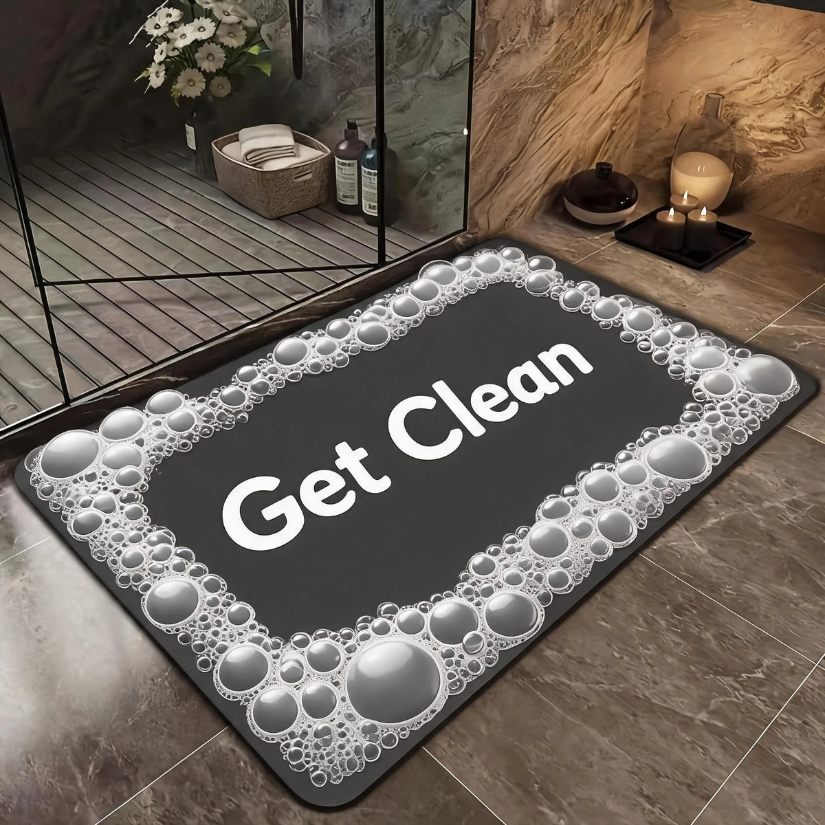 Soft Diatomaceous Earth Bath Mat - Non-slip, Quick Drying,, Geometric Pattern, Hand Washable, Suitable for Bathroom, Entrance, Kitchen, Perfect Home Decor