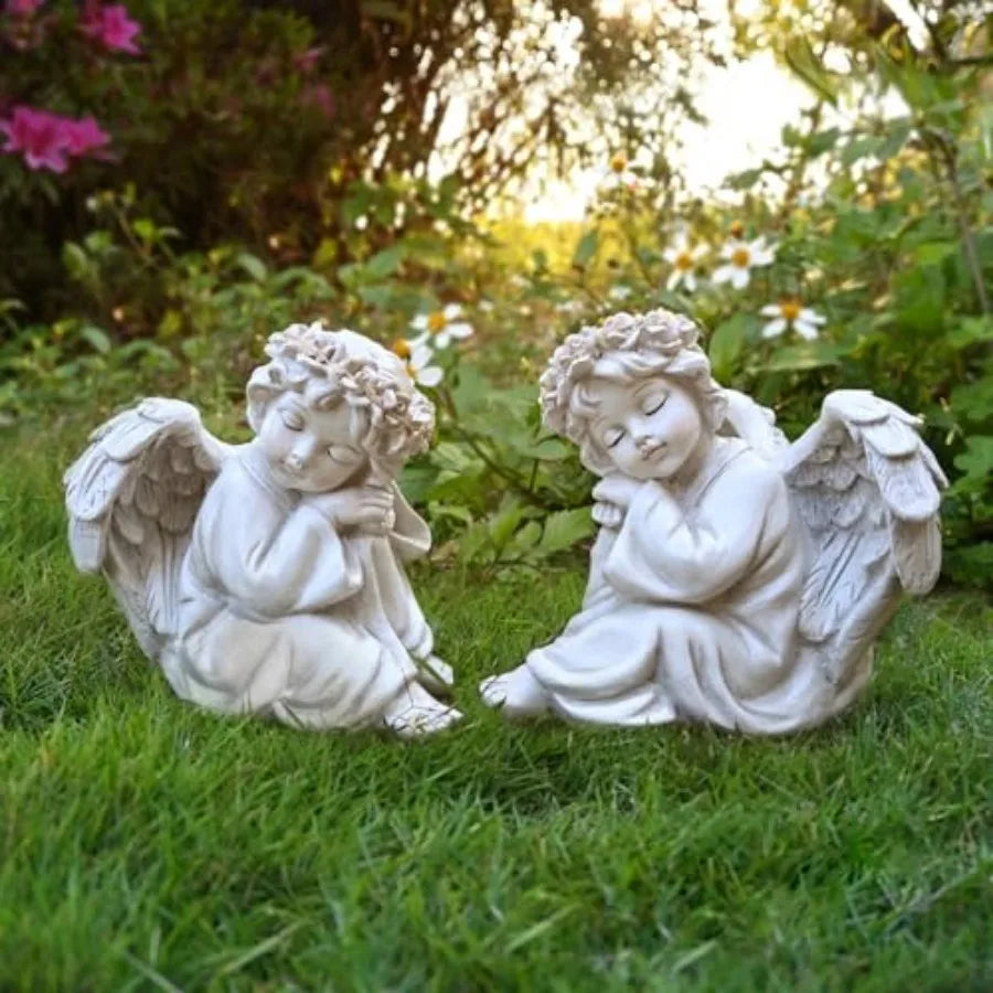Angel Statue Garden Decor for Outside Solar Yard Art Outdoor Decorations Patio Porch Home Lawn Ornaments Christmas Light up Fig