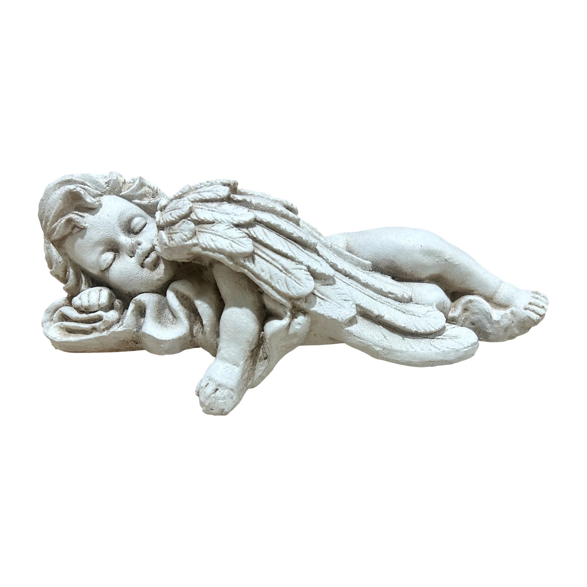 Lying Angel Statue Outdoor Garden Decor, Weatherproof Magnesium Oxide Angel Sculpture, Freeze Resistant Lawn Ornament for Patio & Yard
