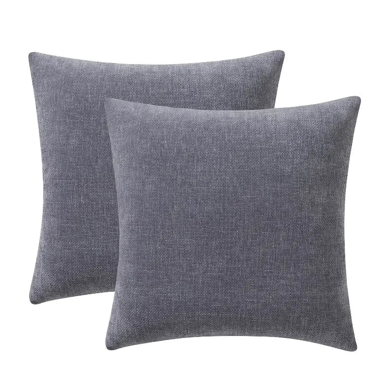 Solid Chenille Decorative Throw Pillow Set, Grey, 18" x 18", 2 Pieces