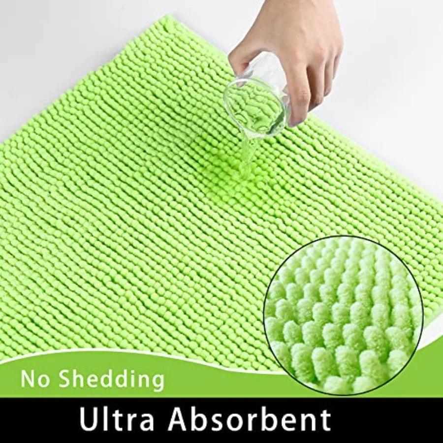 Chenille Bath Mat Microfiber Floor Mat Baby Bath Mat for Washable Bathroom Dry Fast Water Absorbent Shower Mat Area Rugs