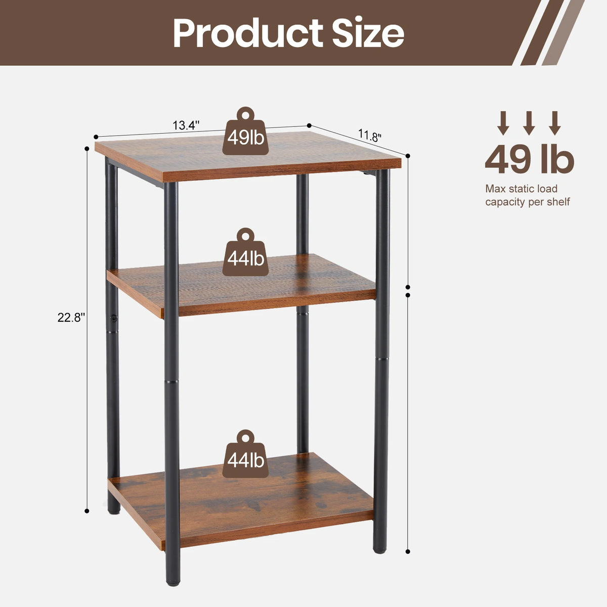 JHK Modern Steel End Table With Adjustable Feet For Bedroom