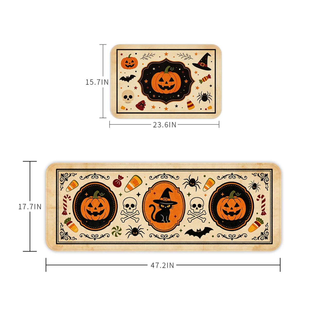 Halloween Pumpkin Ghost Carpet Flannel Non-slip Floor Mat Kitchen Bathroom Dinning Live Room Sofa Bedside Rugs Doormat Trick Or Treat Party Supplies Home Decor Welcome Mats