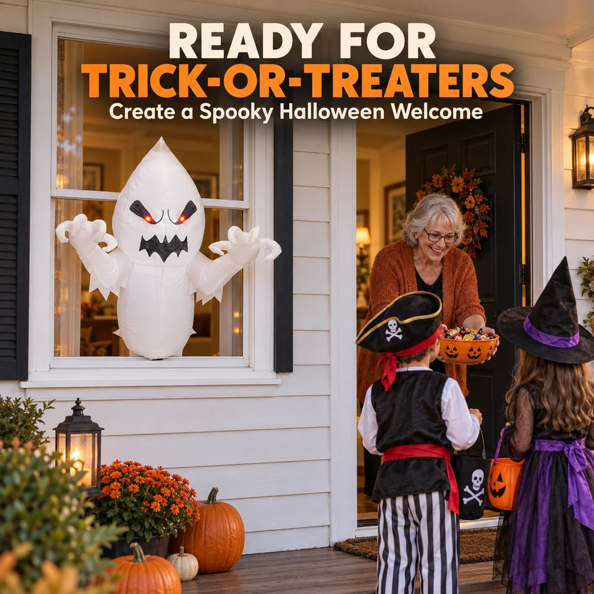Halloween Inflatable Ghost Decoration 3.3FT Blow Up Ghost Broke Out From Window Spooky Airblown Prop with Built-in LED Lights for Indoor Outdoor Yard Garden Lawn Party Haunted House Decor Inflatable Toys for Kids USA Stock Fa