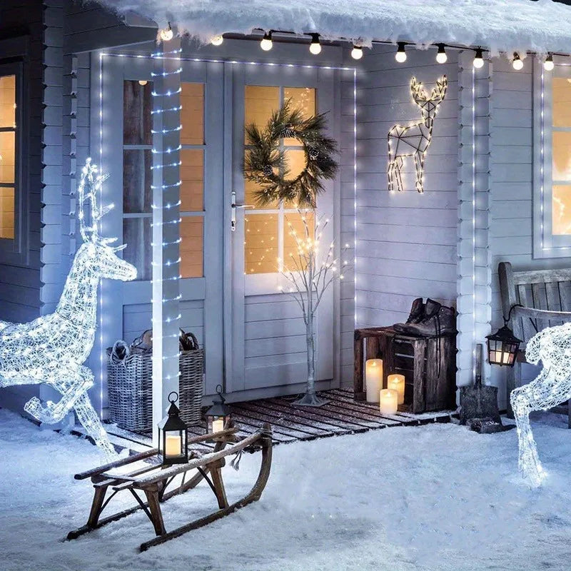 33ft Solar- Outdoor String Lights with 100 LEDs - Solar Rope Lights for Garden, Yard, Tree, Party, Wedding, Christmas, Halloween - Warm White/Cold White/Rainbow Color Changing ( -in Adapter Compatible, -like, No