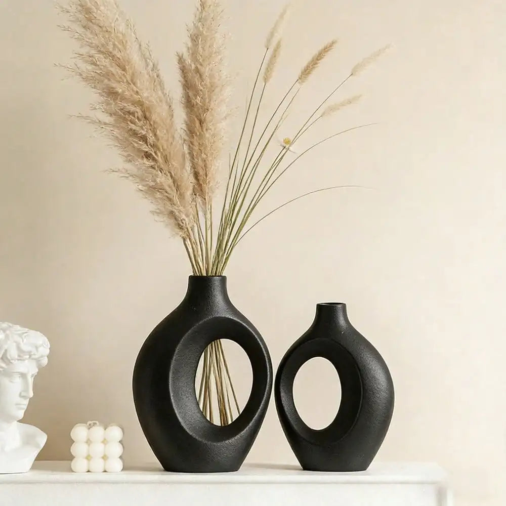 Premium Matte Texture Plastic Vase - Elegant Home Decor, Suitable For Fresh Cut Flowers / Dried Flowers, Plastic Material, Water-Resistant, Ideal For Living Room Decoration Vase, Office Decoration Dried Flower Vase, sh2601171