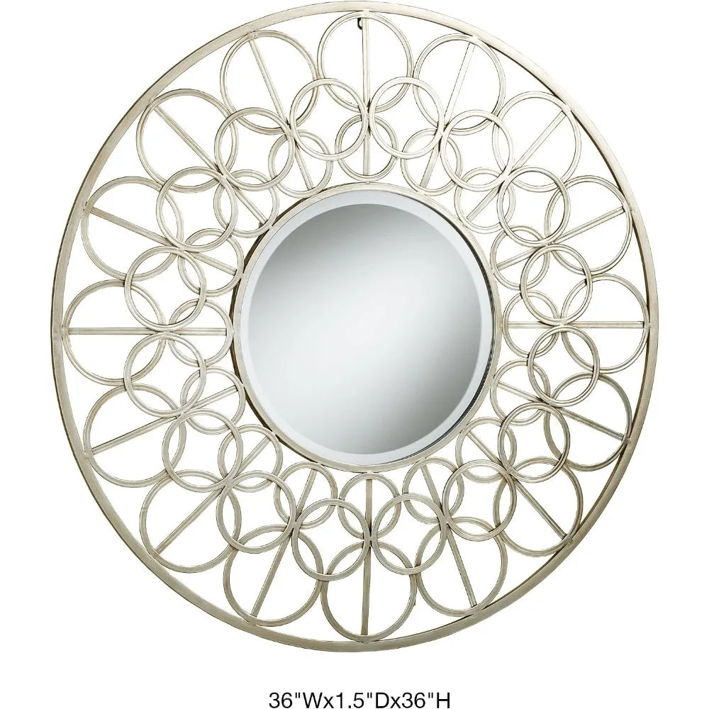 Mirrored Wall Art with Champagne Gold Finish | 36 inches Diameter