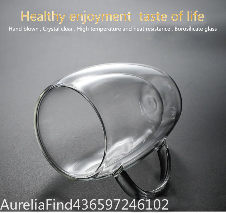 150/250/350/450ml Heat‑Resistant Double‑Wall Transparent Glass Mug For Coffee Tea Milk Whiskey Wine Cold‑Beverage Household Drinkware