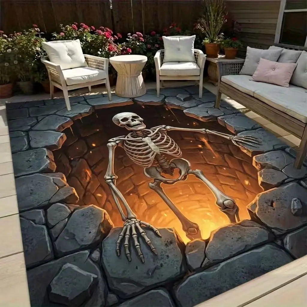 Extra Large Area Rug for Living Room and Outdoor Dining, Oversized Square Floor Mat for Gatherings, Doorway and Bathroom, Non-Slip PVC Backing, Exquisite Printed Design
