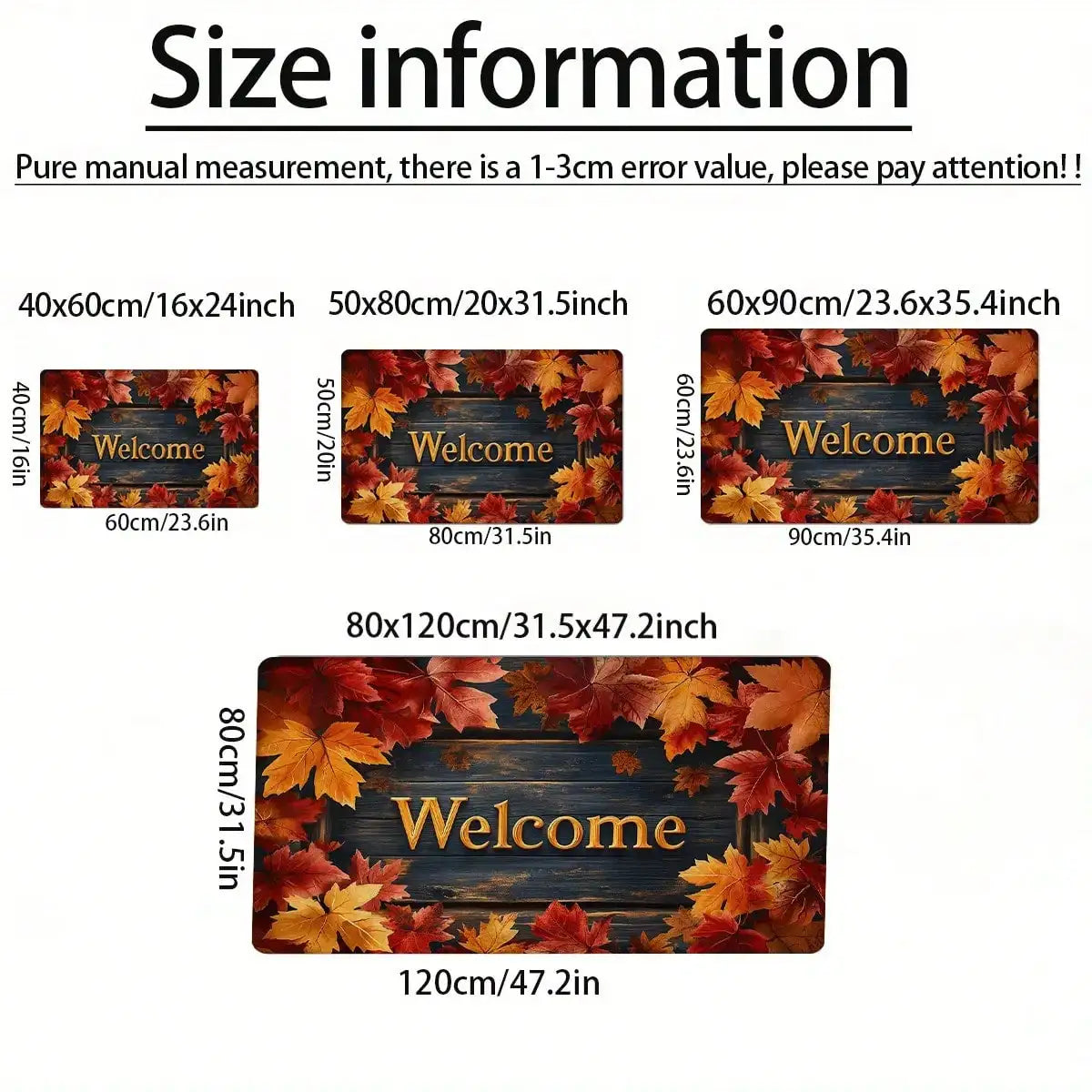 1pc Autumn Maple Leaf Welcome Doormat - Rustic Farmhouse Style Thanksgiving & Halloween Decor, 0. 47inch Thick Machine-Washable Polyester With Non-Slip Backing