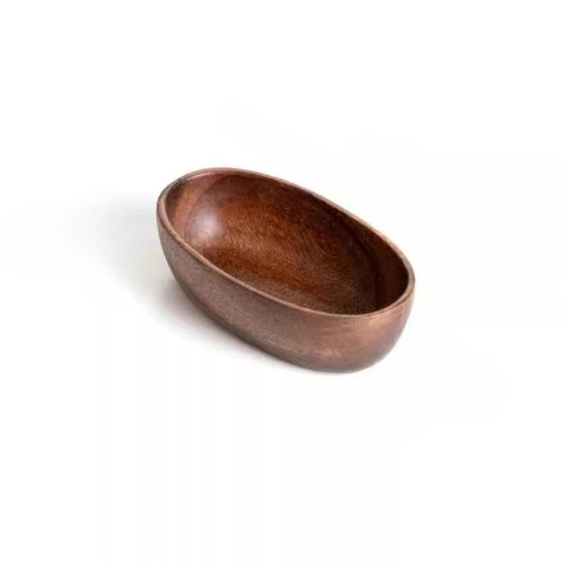2Pcs Boat-shaped Bowl Kimchi Wooden Bowl Handmade Dessert Plate Household Vintage Wooden Tableware Fruit Salad Bowl