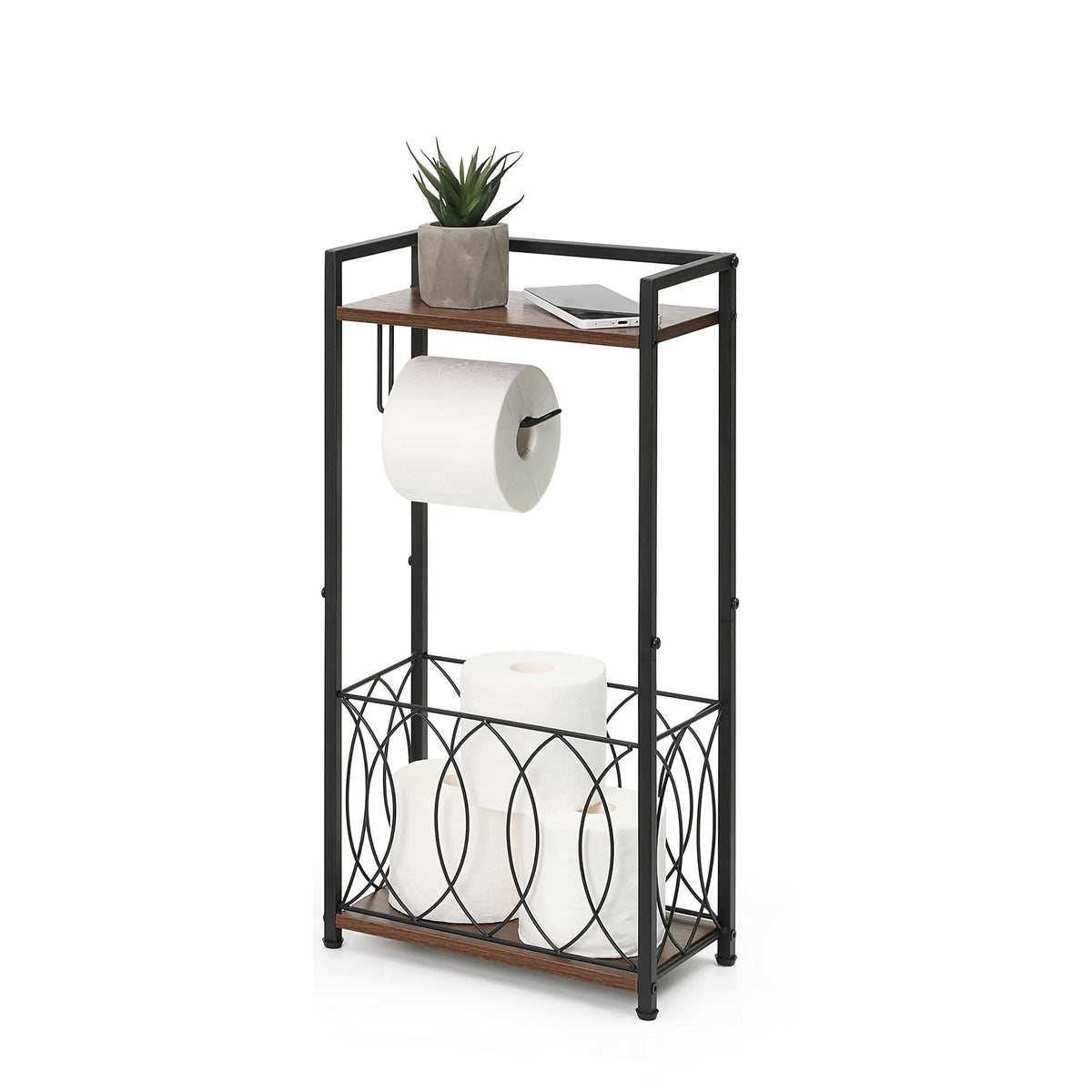 Freestanding Bathroom Toilet Paper Holder With Shelf Storage