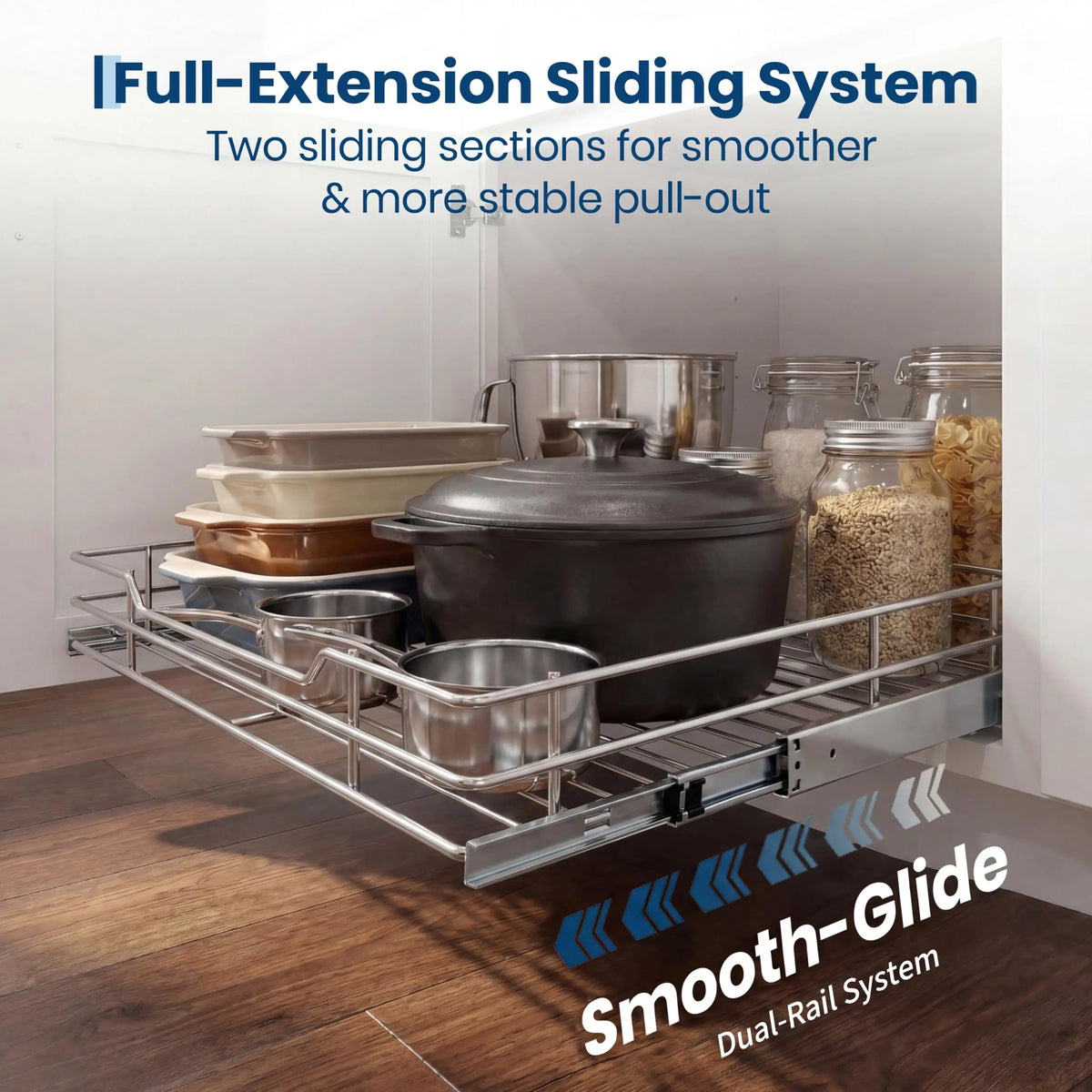 HiMISS Heavy Duty Stainless Steel Pull Out Cabinet Organizer