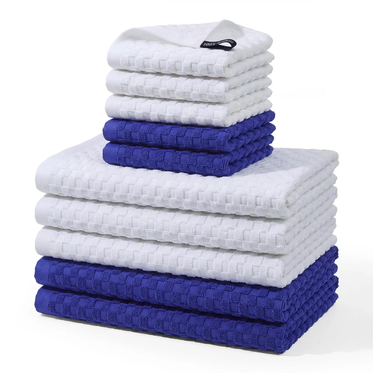 10 PCS Kitchen Towels and Dishcloths Set, 100% Cotton Waffle Weave Super Absorbent Cleaning Cloths