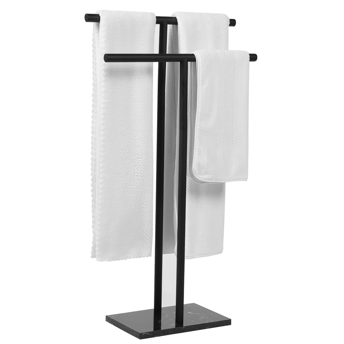 Freestanding Double T Towel Rack with Marble Base