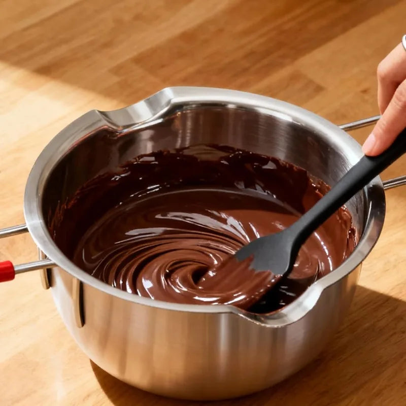 304 Stainless Steel Double Boiler Set 16oz 20oz Melting Pot with Heat Resistant Handle for Chocolate Candle Soap Silicone Spatula Included