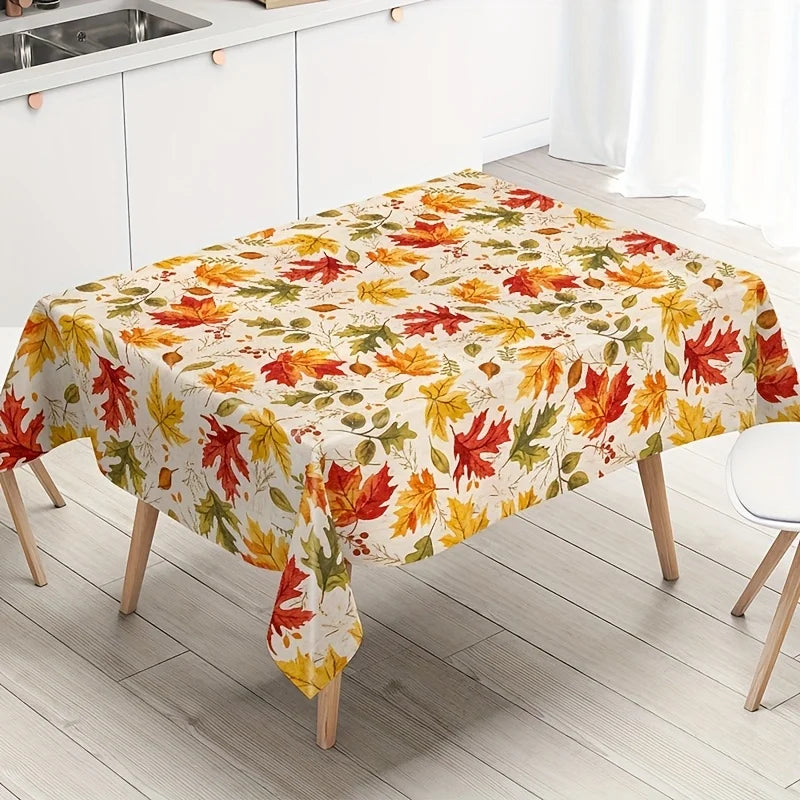 1pc Thanksgiving Tablecloth, Vibrant Orange Maple Leaf Design, Durable Plastic, Machine-Made, Perfect for Holiday Dining Decor and Party Gifts, Thanksgiving Table Decoration | Bright Table Setting | Plastic Tablecloth, Thanks