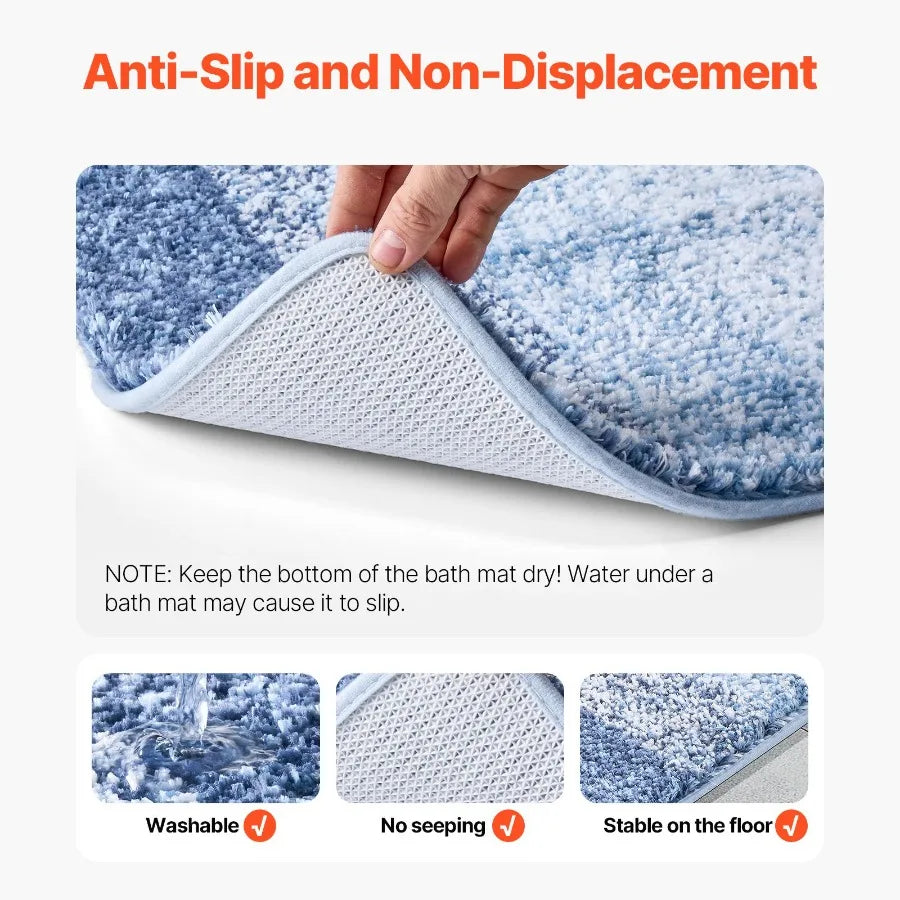 Bathroom Rug 30x20 Absorbent Soft Bath Mat Machine Washable Quick Dry Non-Slip
