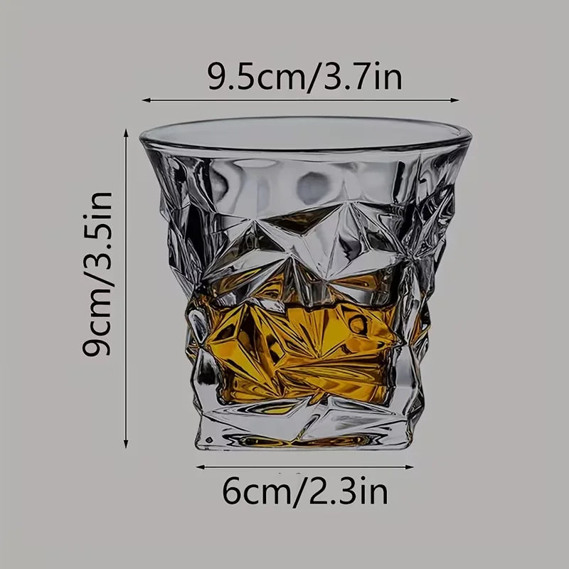 Set of 2/4 Diamond Whiskey Glasses Suitable for Bourbon, Scotch & Liquor - Elegant Glass Wine & Spirits Tasting Glasses with Multipurpose Use for Parties, Gifts for Men & Women