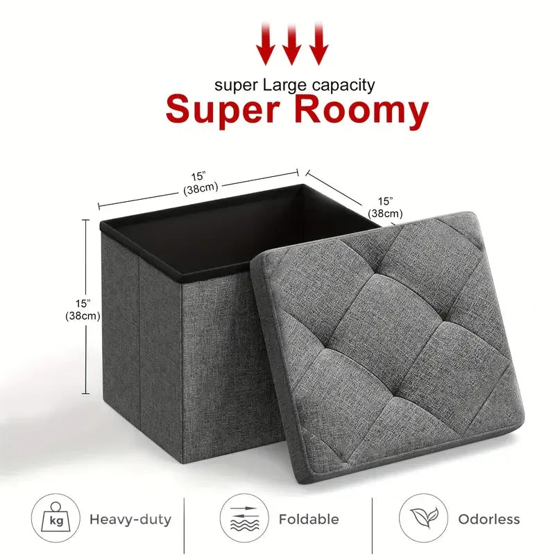 Sarenzon Folding Storage Ottoman Bench For Indoor Outdoor Use