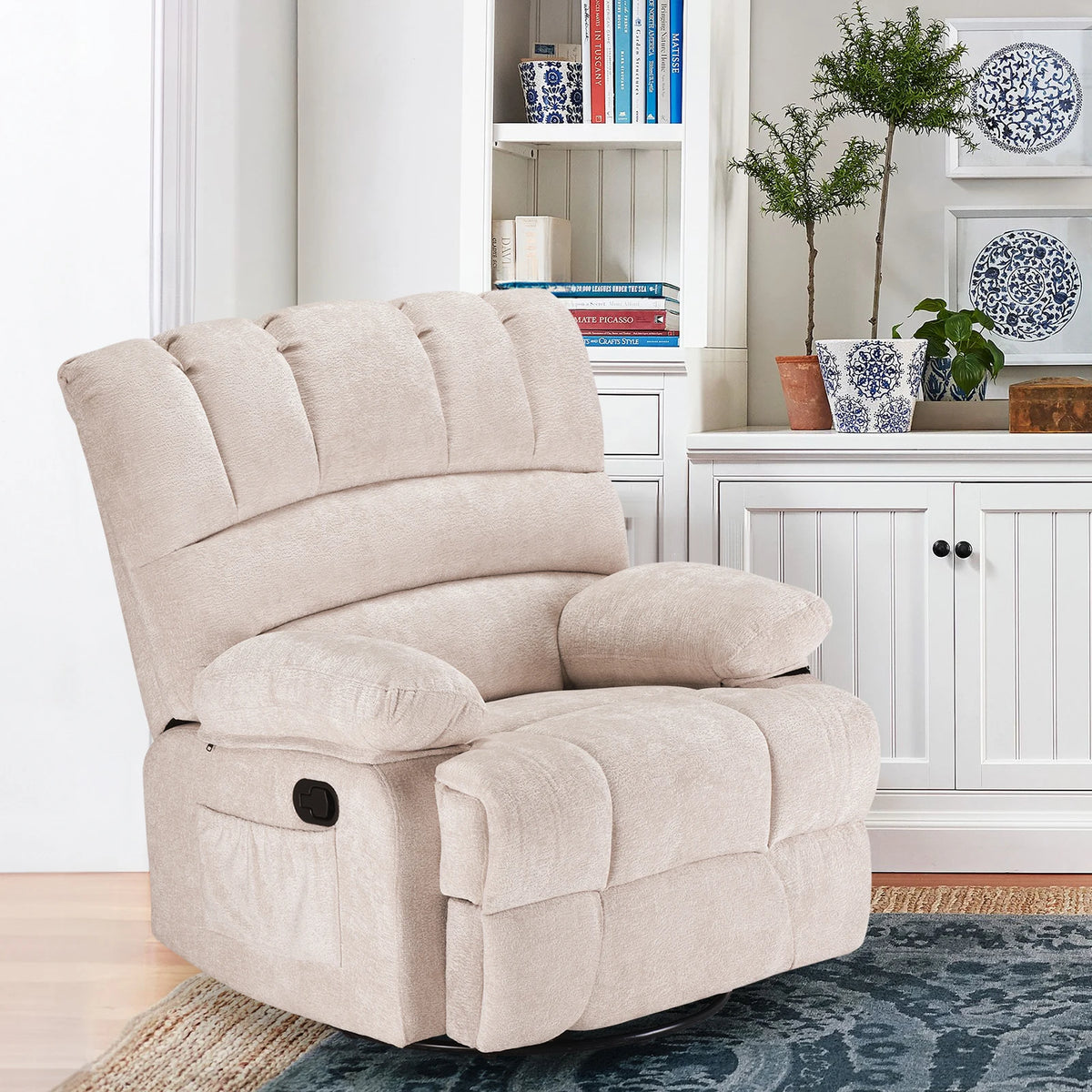 FARINI Swivel Rocker Recliner Chair Upholstered High Back Living Room