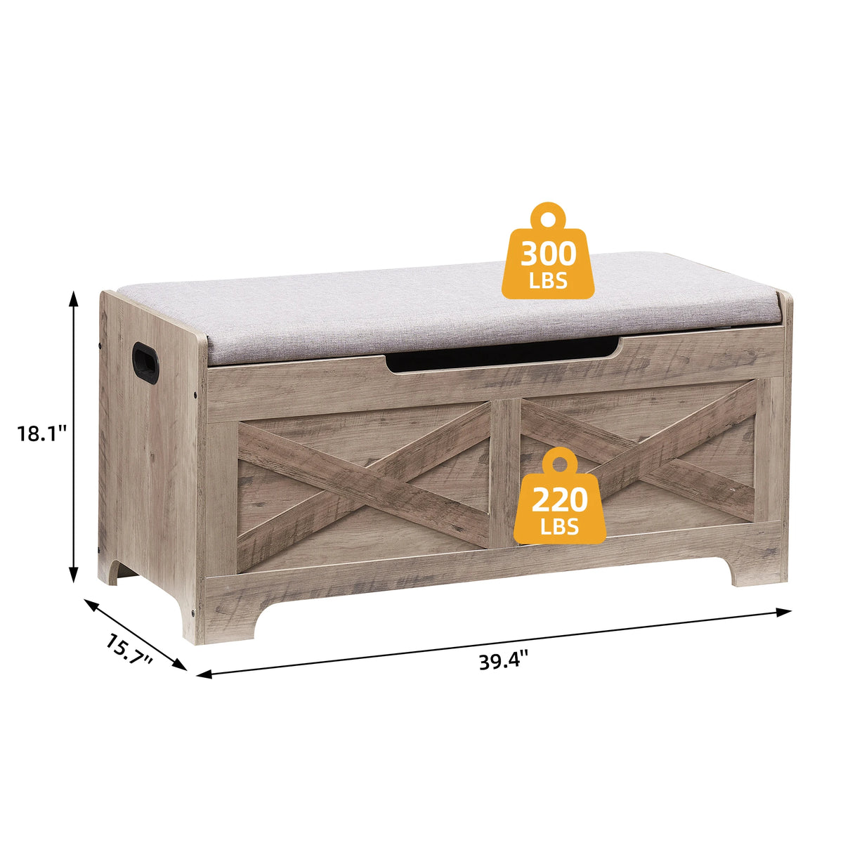Storage Bench Storage Chest with 2 Safety Hinges Liftable top Shoe Bench Retro Wooden for Entryway Bedroom Living Room