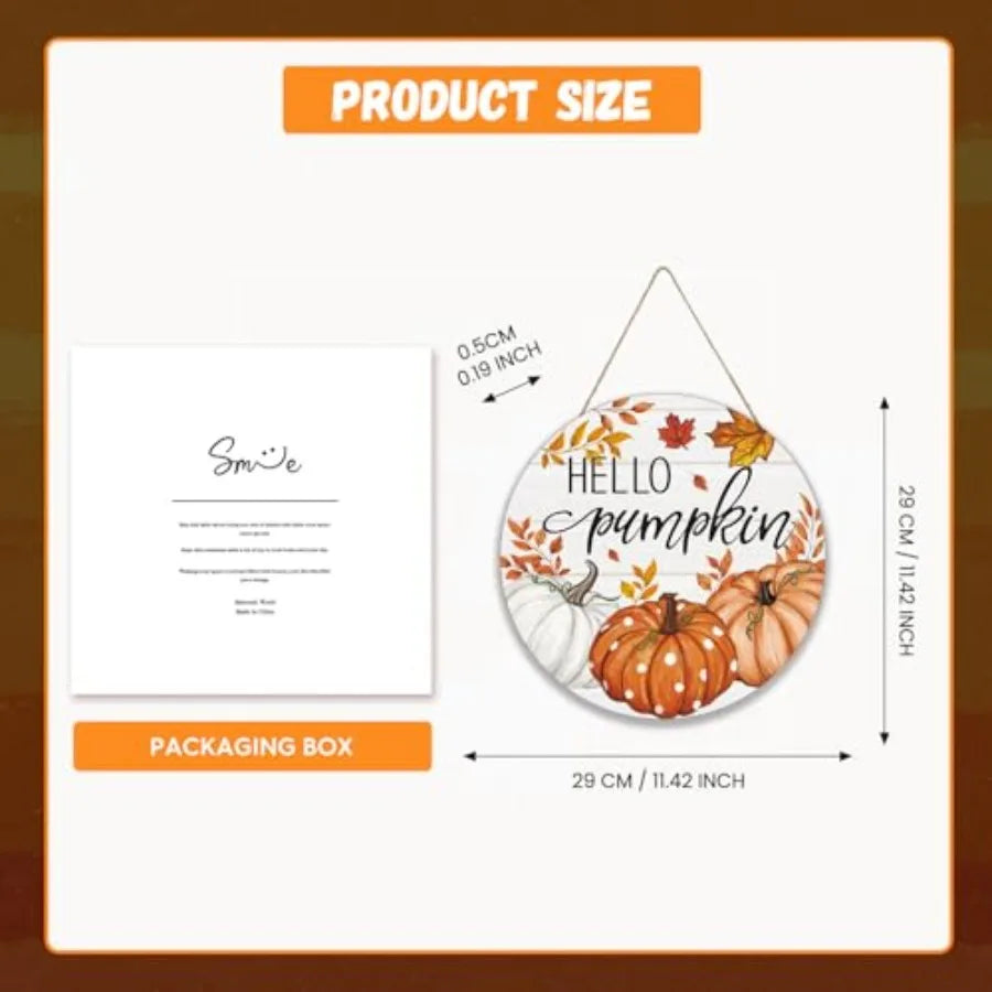 Smile Fall Thanksgiving Halloween Wooden Door Hanger Farmhouse Home Porch Autumn Holiday Party Decorations Rustic Wood Door Sig