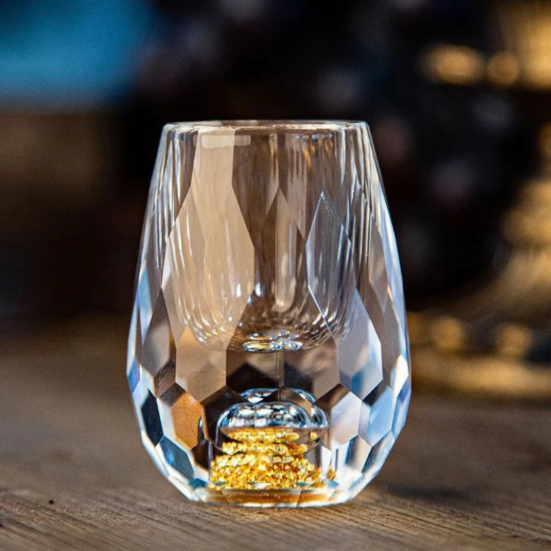 1/2/6Pcs 15ML Crystal Whiskey Glass With Gold‑Foil BPA‑Free Luxury Wine Tumbler For Decoration Collection Celebration Party Gift