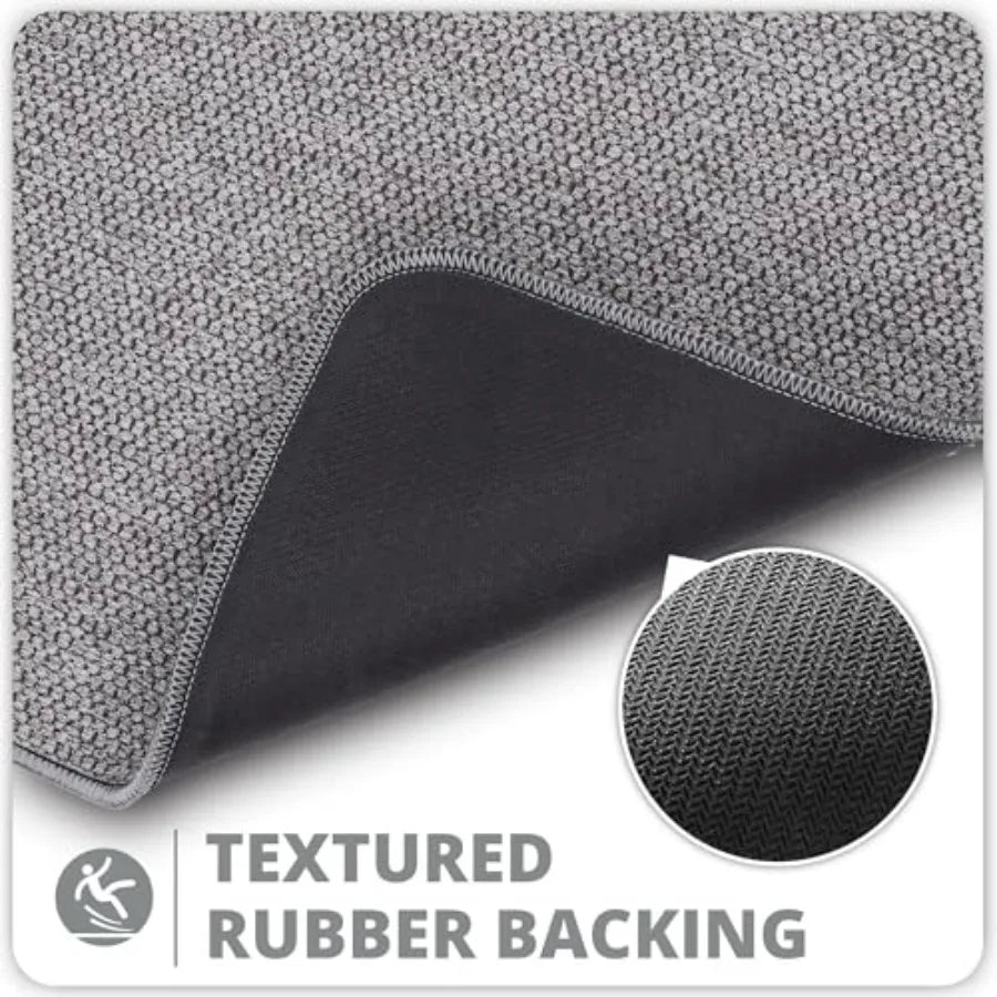 Bath Mat, Ultra Thin Bathroom Rugs, Rubber Bath Mats for Bathroom, No Slip Bath Rugs, Quick Dry, Machine Washable, Low Pile, Ab